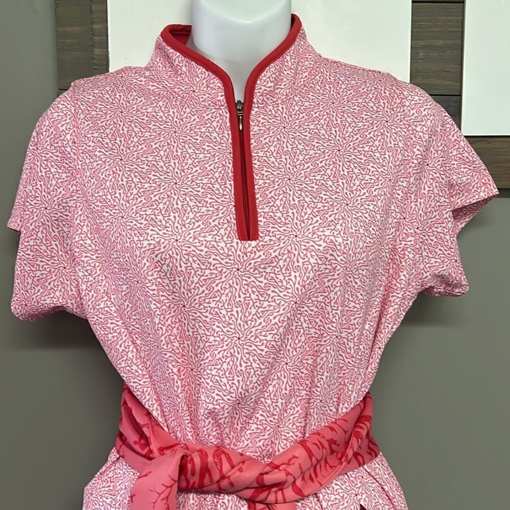 Bermuda Sands Tropical Golf Dress with White Pull-On Athletic Shorts & Belt-Med - Picture 2 of 12